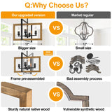 17" Farmhouse Chandelier, 4-Light Rustic Chandelier for Dining Room Light Fixture, Adjustable Wood Hanging Light Fixture for Living Room, Kitchen, Foyer, Bedroom and Entryway Lynnoland