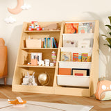 4 Tier Wooden Bookshelf, 4 Layer Sling Bookcase, Book Storage for Rooms, Magazine Rack, Bookshelf Nursery Wall, Book Organizer, Wood Generic