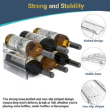 Plastic Water Bottle Organizer and Wine Rack Storage Holder,4 Tier 12 Containers Stackable Free-Standing Bottle Storage Rack for Kitchen Countertops, Table Top, Pantry, Bars, Cabinets, Fridge - Clear Benaep