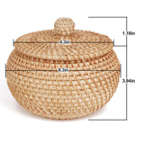 Round Rattan Basket Box with Lid Hand-Woven Wicker Basket Bin Multi-Purpose Wicker Tray 6.3Inch Picnic Food Bread Storage Basket (16x13cm) Lilacooqinn
