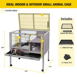 Aivituvin Rabbit Hutch Indoor Bunny Cage Wooden Guinea Pig House with Wire Floor, Wheels, Leak-Proof Tray 35in Aivituvin