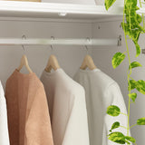 WOODTIME Wardrobe Closet with Hanging Rod, Modern Wooden Armoire with 4 Framed Doors & 3 Large Shelves, Clothes Storage Cabinet Organizer for Bedroom Apartment, White WOODTIME