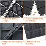 SHUESS 9 PCS Interlocking Deck Tiles 12”x 12” Patio Deck Tiles Plastic Waterproof Outdoor Flooring Covering for Walkway Front Porch Poolside Balcony Backyard, Black (All Weather Use) SHUESS