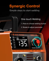 FEIFANKE 135A Flux Core MIG Welder, 110V 3-IN-1 MIG/ARC/Lift TIG Welding Machine with 1 lb .030'' Wire, MIG Torch and 5 PCS Rods, Gasless Welder with IGBT, DC Inverter, Synergy For Repair Work FEIFANKE