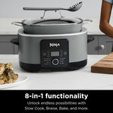Ninja MC1001 Foodi PossibleCooker PRO 8.5 Quart Multi-Cooker, with 8-in-1 Slow Cooker, Dutch Oven, Steamer, Glass Lid Integrated Spoon, Nonstick, Oven Safe Pot to 500°F, Sea Salt Gray Ninja
