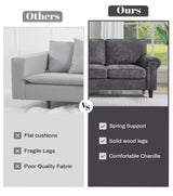 Kingfun 3 Seater Couch, Mid Century Modern Sofa with Rolled Arms and Deep Seats, Fluffy Comfort for Living Room, Apartment, Easy Assembly, Gray Kingfun