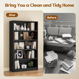 Soohow 5 Shelf Bookcase,60 Inch Wood Tall Bookshelves for Living Room,Black Soohow
