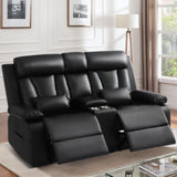 Consofa Power Reclining Loveseat with Console, Power Loveseat Recliner Sofa with Lumbar Pillow, USB,Type-c Ports, Wall Hugger Recliner Sofa with Cup Holders for Living Room(Black, Loveseat) Consofa
