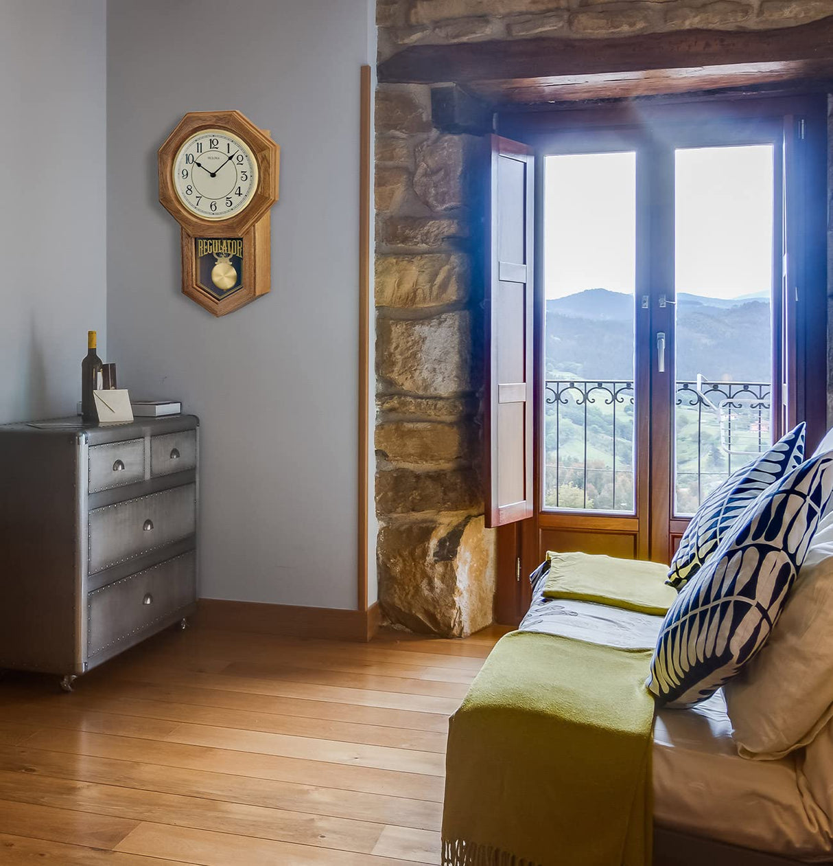 Bulova Clocks Model C3545 Thomaston, Golden Oak Bulova