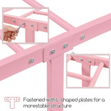 Yaheetech Classic Metal Platform Bed Frame Mattress Foundation with Victorian Style Iron-Art Headboard/Footboard/Under Bed Storage/No Box Spring Needed/Twin Size Pink Yaheetech