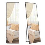 SONGMICS Full Length Mirror, 63 x 20 Inches, Rectangle Full Body Mirror with Stand, Aluminum Alloy Frame Floor Mirror, Tempered Glass, for Bedroom, Living Room, Cloakroom, Ink Black ULFM030B01 SONGMICS