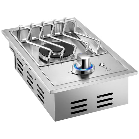 Single Grilling Side Burners for Outdoor Grill, 15,000BTU Natural Gas Side Burner, Sturdy 304 Stainless Steel, with Liquid Propane Kit, Drop-in Side Burner for Outdoor Kitchen BBQ Island Livory