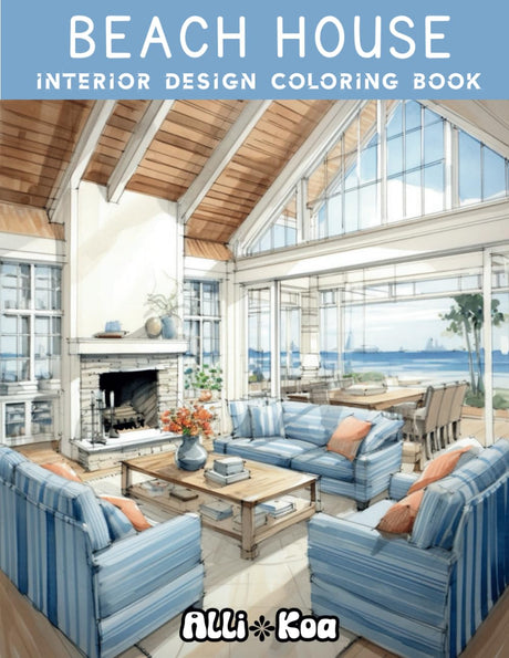 Beach House Interior Design Coloring Book: A Relaxing Coastal Home Coloring Experience | Bold & Easy Illustrations for Adults & Teens | Practice Color Rendering with Stunning Beachfront Interiors WoodArtSupply