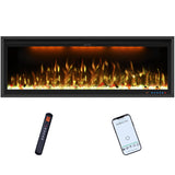 48" Smart Electric Fireplace Inserts,Slim Fireplace with APP Control & Remote Control& Touch Panel,13 Adjustable Flame Color&13 Fuel Bed Colors,750W/1500W,Black VINEMOUNT
