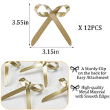 FESTGLOX Metal Bows for Christmas Tree, 12Pcs Gold Bow Ornaments with Clip for Xmas Tree Topper, Wreaths, Garland Decor, Elegant Festive Decoration FESTGLOX