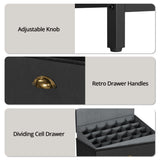 IRONCK Dresser with Power Outlets and LED Lights, 8 PU Leather Drawers Dresser with Charging Station, Wide Chests of Drawers for Closet, Bedroom, Hallway, Vintage Brown Black IRONCK