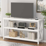 FATORRI Console Table for Entryway, Rustic Long Sofa Table with 3 Tier Shelves, Modern White Hallway Tables for Living Room (55 Inch, White Oak) FATORRI