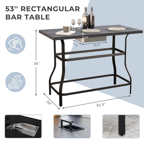 Grand Patio 5-Piece Swivel Bar Set with Ice Bucket - Faux Wood Grain Dining Table for Outdoor Spaces Grand patio
