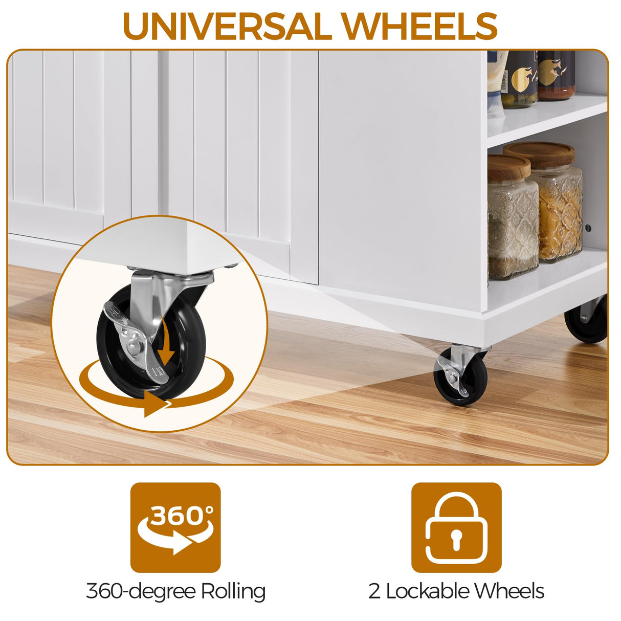 Yaheetech Rolling Kitchen Island Cart with Drop Leaf, Portable Rubberwood Breakfast Bar with Storage Cabinet, Open Shelves & Detachable Towel, 2 Drawers, White Yaheetech