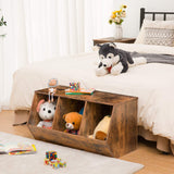 HOOBRO Rustic Brown 3-Bin Toy Storage Cubby and Children's Bookshelf HOOBRO