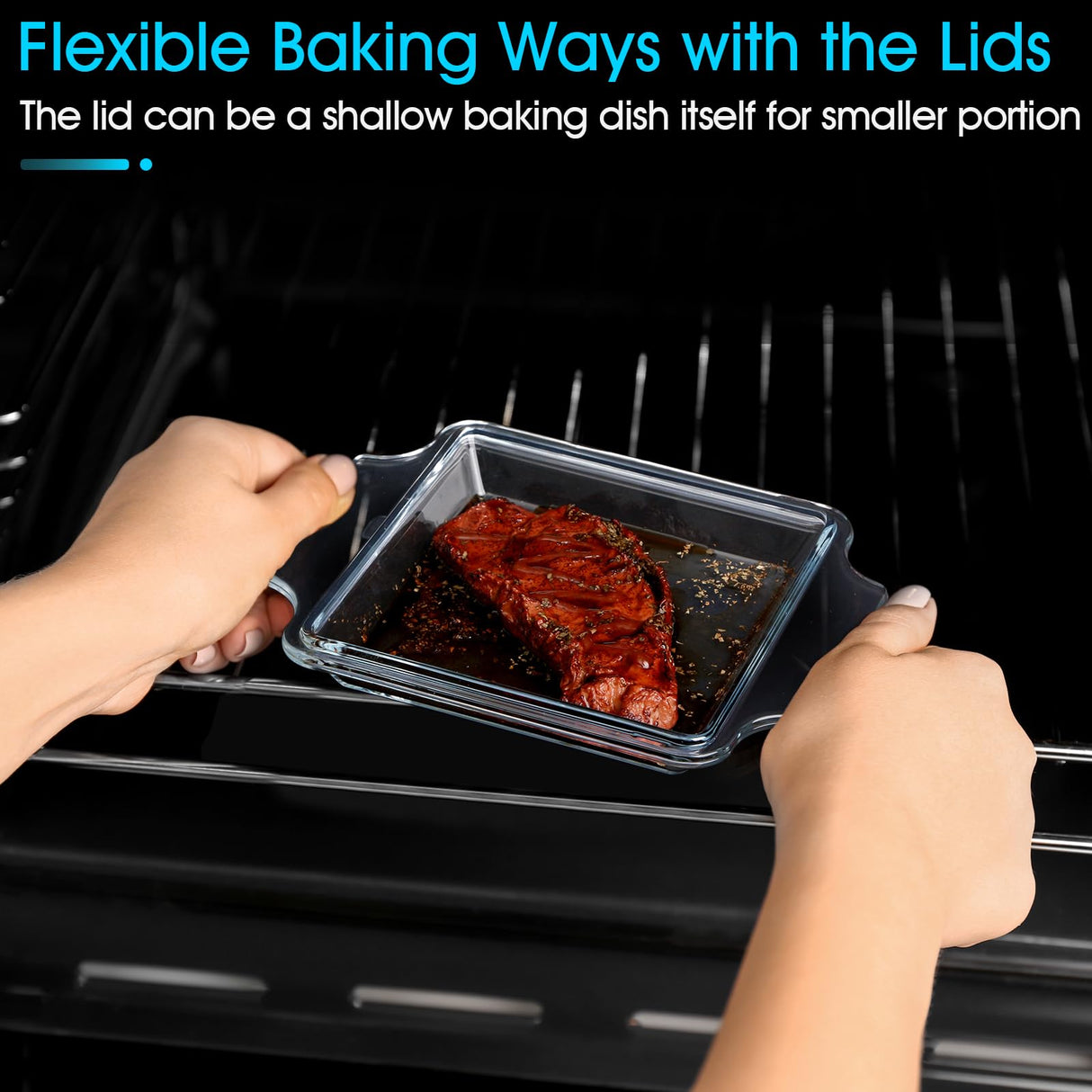 Set of 2 Glass Casserole Dish With Glass Lid, Square 6in x 6in Glass Baking Dish Oven Safe, Mini Casserole Dish with Lid NUTRIUPS