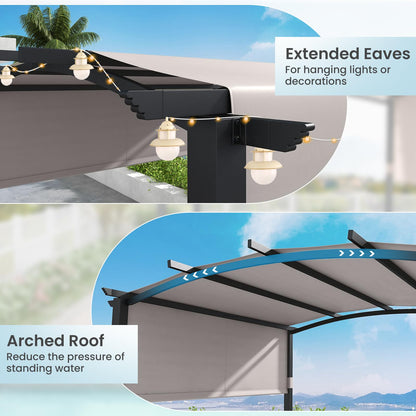 Tangkula 10x10Ft Pergola, Patio Pergola with Retractable Sun Shade Canopy, Extra Large Patio Shelter Pavilion, Outdoor Pergola for Deck, Porch, Garden, Yard (Grey)