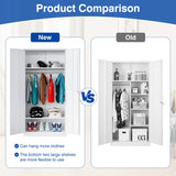 BYNSOE Metal Storage Cabinet 72'' Metal Locker with Locking Metal Storage Locker with Hanging Rod for Office Hospital Require Assembly (White) BYNSOE