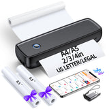 Portable Printer Wireless for Travel，Bluetooth Thermal Printer Support 8.5 X 11in US Letter &Legal, A4&A5 Thermal Paper, Inkless Printer Compatible with iOS, Android & Laptop for Office Car Home Aixiqee
