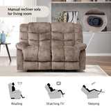 CANMOV Manual Loveseat Recliner, 2 Seat Recliner Sofa Chair with Armrest and Overstuffed Backrest, Couch Set for Living Room, Bedroom, Office, Light Brown CANMOV