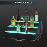 upcessory LED Lighted Liquor Bottle Display Shelf, 3 Tier 16 Inch Alcohol Whiskey Wood Rack Stand Tray for Home Bar Living Room Accessories and Decor, Bourbon Shelf for 12 Bottles upcessory