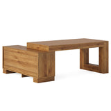 LITTLE TREE 63" L Shaped Executive Desk with Storage, Farmhouse Home Office Desk with 2-Tier Cabinets and Shelves, Large Wooden Computer Table Business Furniture Workstation Set, Brown LITTLE TREE