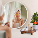 Demigo 10" Acacia Wood Round Tray - Decorative Plant Stand, Farmhouse Countertop Organizer, Multi-Purpose Display Pedestal, Riser Board for Soap, Perfume, Candles, Sponge, Bathroom, Kitchen Demigo