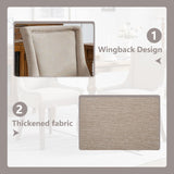 MZDOO Modern Dining Chairs Set of 2, High Back Dining Chairs Side Chairs with Solid Wood Legs, Upholstered Fabric Dining Room Chairs for Dining Room Kitchen, Beige MZDOO