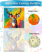 TOCARE Framed Paint by Numbers Kit for Adults, Deer Paint by Numbers with Frame,Deer Paint by Number on Framed Canvas for Adult Beginner & Kids Ages 8-12(10x10 Inch, Without Easel) TOCARE