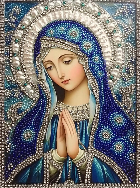 LXTONG Virgin Mary Prayer Diamond Art Kits for Adults, Virgin Mary Diamond Art Painting, Religion Crystal Rhinestones Diamond Painting for Beginners Home Wall Decor (12X16 inches) LXTONG