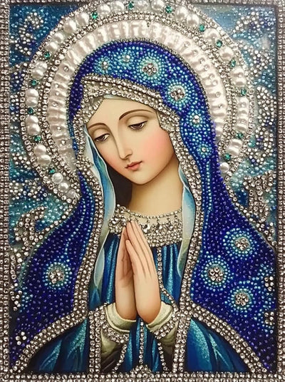 LXTONG Virgin Mary Prayer Diamond Art Kits for Adults, Virgin Mary Diamond Art Painting, Religion Crystal Rhinestones Diamond Painting for Beginners Home Wall Decor (12X16 inches)