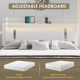 Keyluv King Size Upholstered Platform Bed with RGB LED Lights, Storage Drawers, and USB Charging Ports Keyluv