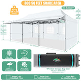 COBIZI 10x30 Pop Up Canopy Tent with Awning,Heavy Duty Canopy UPF 50+ All Season Wind Waterproof Commercial Outdoor Street Vendors Party Tents for Parties Canopy with Roller Bag(10 x 30 ft White) COBIZI
