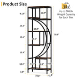Celaform Geometric Bookshelf, 70.9" Tall Bookcase with 7-Shelf Open Shelves, Wood Metal Book Shelf Display Rack Storage Shelving Unit for Office, Bedroom, Living Room, Easy Assembly, Rustic Brown Celaform