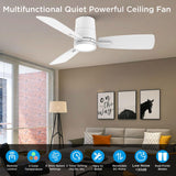 Atolit Ceiling Fans with Lights,42 inch,Quiet Reversible Motor,Easy to Install,6 Speeds,3CCT,Timer, White Modern Ceiling Fan for Living Room, Bedroom, Kitchen, Dining room, Office Atolit