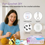 JC CRAFT Deluxe Beginner Crochet Kit – 116-Piece Set with 20 Yarns, Ergonomic Hooks, Accessories, Book for Beginners & Online Tutorial – DIY Starter Kit for Adults & Kids with Purple Bag & Case JC CRAFT