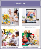 uuxsretaio 2 Pack Flower Paint by Numbers for Adults. Hydrangea and Sunflower Paint by Number on Canvas with Frame, DIY Flowers in a vase Oil Painting for Present Home Wall Decor 8X12 Inch uuxsretaio