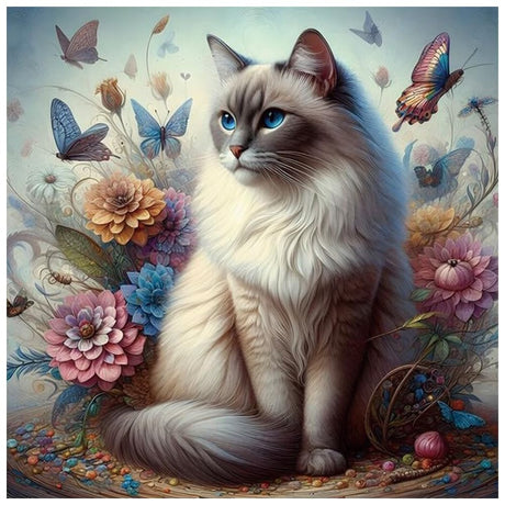 Kulvci Cat Diamond Art Kits for Adults, Diamond Painting Kits for Beginners, DIY 5D Diamond Painting with Round Gem Art Kits for Adults for Gift Home Wall Decor 12x12inch Kulvci