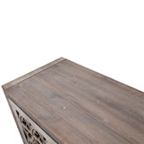 LKTART 59.8" Antique Brown Sideboard Buffet Storage Cabinet Hollow Four Door Antique Cabinet American Country Style Suitable for Living Room Kitchen Hallway LKTART