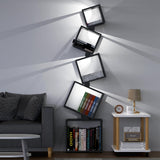 sugitek 5-Tier Skinny Bookshelf with Unique Geometric Design - Modern Metal Bookcase with LED Lights, Space-Saving Narrow Organizer for Living Room, Bedroom, Office, Corner- Black sugitek