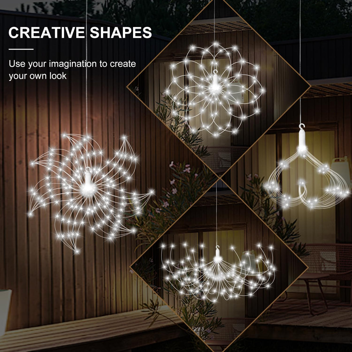 DoonDar 5 Pack 1000 LED Plug in Firework Lights Starburst Lights for Christmas Garden/Patio/Wedding/Party/Bedroom Outdoor or Indoor Decor，Waterproof Twinkle Light with 8 Modes(Cool White) DoonDar