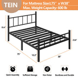 zizin Twin Size Metal Bed Frame with Headboard & Footboard 14 Inch Metal Platform Mattress Foundation Support with Steel Slat, Under Bed Storage, No Box Spring Needed zizin