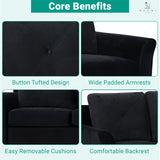 Naomi Home Raelynn Button Tufted Sofa Affordable Black Modern Sofa - Microfiber Couch for Small Spaces Sofa Cama para Sala Modernos Baratos - Durable Sturdy Living Room Furniture Tool-Free Assembly Naomi Home