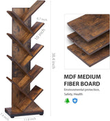 ruboka 8 Tier Tree Bookshelf,8 Shelf Floor Standing Bookcase Display for CDs/Magazine/Books, Retro Bookshelf for Bedroom, Living Room, Office,Balcony,Book Organizer Storage Shelves ruboka