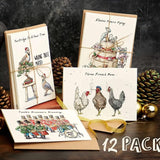 SWAGGIFT Twelve Days of Christmas Card Set,12 Pcs Quirky Funny Christmas Cards Card with Your Custom Message and Envelopes, Christmas Countdown Gift Card Set SWAGGIFT